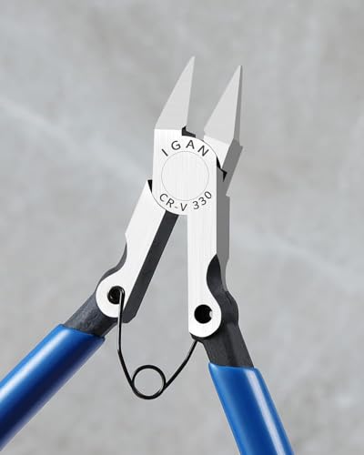 IGAN-330 Wire Flush Cutters (Pack of 2), Electronic Model Sprue Wire Clippers, Ultra Sharp and Precision CR-V Side Cutting nippers, Ideal for Clean Cut and Precision Cutting Needs - size: 5''x2