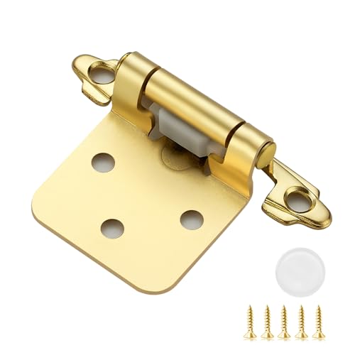 Gold Cabinet Hinges Self Closing, 1/2 Inch, 10 Pack (5 Pairs) - color: Gold, size: 1/2 inch Overlay