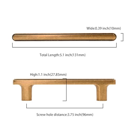 Asidrama 10 Pack 3.75 Inch(96mm) Antique Brass Kitchen Cabinet Handles, Cabinet Pulls Kitchen Cabinet Hardware for Cupboard Drawer Pulls - color: Antique Brass, size: 3.75" Hole Center, style: 10 Pack