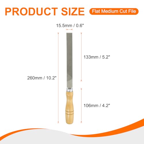 HARFINGTON Flat Medium Cut File 6" Double Cut Teeth High Carbon Steel Hand Rasp File with Wood Handle for Metal Wood Deburring Removing - size: 6", style: Medium