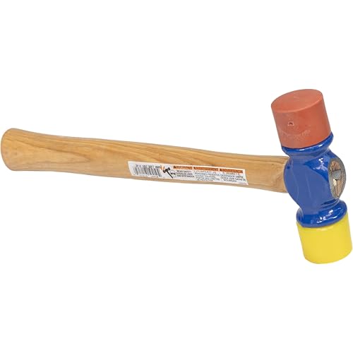 VAUGHAN Soft Face Hammer, 12 Oz, Rubber Mallet, Assembled in the USA - color: Red/Yellow, size: 12 oz