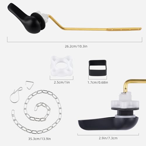 iFealClear Universal Metal Toilet Tank Flush Lever Replacement, Side Mount Toilet Handle Replacement Kit, Solid Brass Toilet Trip Lever Fits Most Toilets, Stainless Steel Chain, Matte Black - color: Matte Black, style: Side Mount Design
