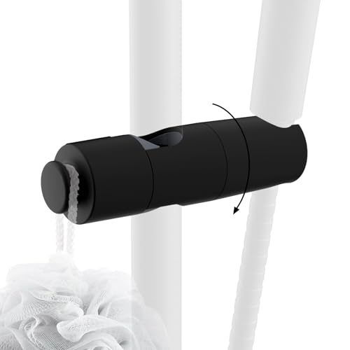 Hibbent Adjustable Shower Head Holder for Slide Bar, Universal 18.5-25mm Handheld Shower Bracket, Sprayer Holder with Hanging Design, Bathroom Shower Replacement, No Drill Installation, Matte Black - style: Matte Black