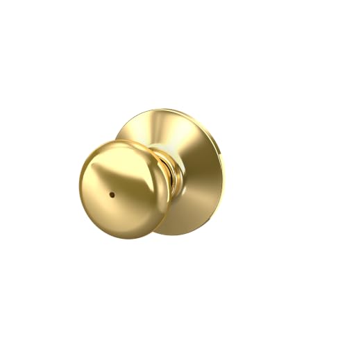 Schlage Plymouth Bed/Bath Privacy Door Knob with Lock, Bright Brass - color: Bright Brass, size: Standard