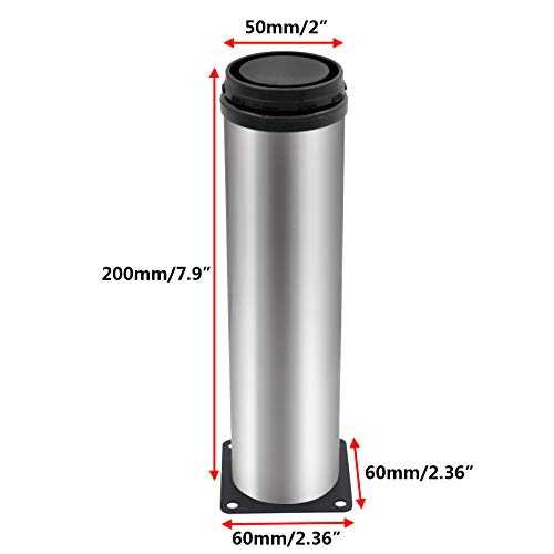 4 Pack Furniture Leg Set, 2" Dia 8" H Adjustable - size: 8 Inch
