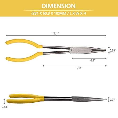 Long Reach Needle Nose Pliers, 11" Straight Pliers for Jewelry Making, Mechanics or Home Repairing - size: Long Reach Needle Nose