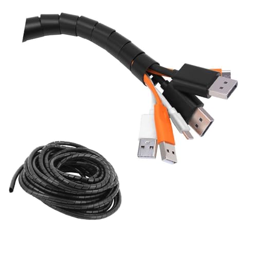 Spiral Cable Wrap -(12 mm) Cord Covers Bundle Sleeve Hose for PC TV Computer Electrical Wire Organizer, Cord Cover and Detangler (1/2" Inch-26Ft, Black) - size: Black-1/2 inch-26 ft