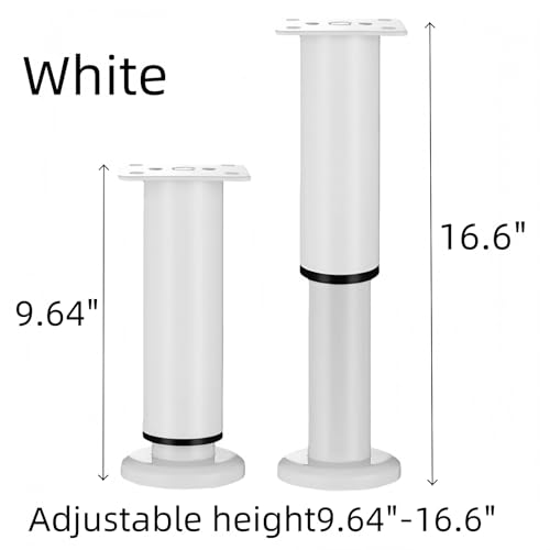 4Pcs White Adjustable 9.64-16.6 Inch Metal Furniture Legs for Cabinet Sofa - color: White, size: 9.64"-16.6"-Set of 4