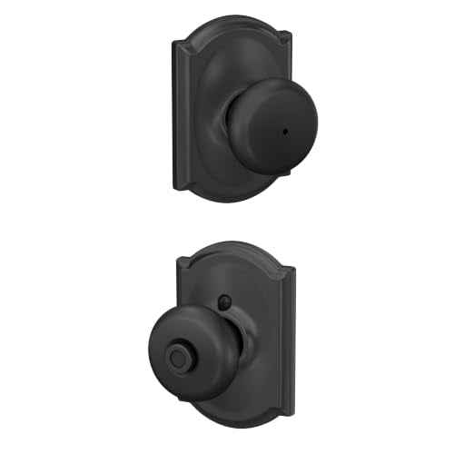 SCHLAGE Plymouth Bed/Bath Privacy Door Knob with Lock, Matte Black - color: Matte Black, size: Camelot