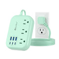 6 USB (3 USB C) Green Travel Power Strip, 5Ft Extension Cord, 3 Outlets - size: 5 FT(Green-24W)