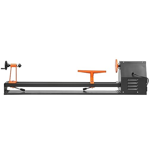 VEVOR Wood Lathe, 14 in x 40 in, 4 Speed Adjustable 885/1245/1715/2425 RPM 0.5 HP 370W Power Wood Turning Lathe Machine with Chisels Faceplate Plastic Handle Hex Wrench for Woodworking - size: 14" x 40"-0.5HP