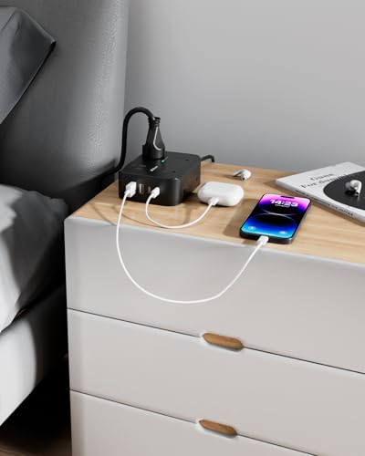 Power Strip Surge Protector, Flat Plug, Wall Mount - size: 5 FT