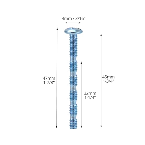 QWORK 100 Pack Truss Head Break Away Screw, #8-32 Thread, 1-3/4 Inch Length, Zinc Plated Steel, Long Slub Machine Screws for Cabinet Drawer and Door Handles and Knobs
