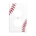Baseball Duplex Outlet Cover Plate | Fits standard 2-gang toggle and rocker switches, Durable polycarbonate thermoplastic with fade-resistant printed finish - color: Baseball, size: Duplex Outlet