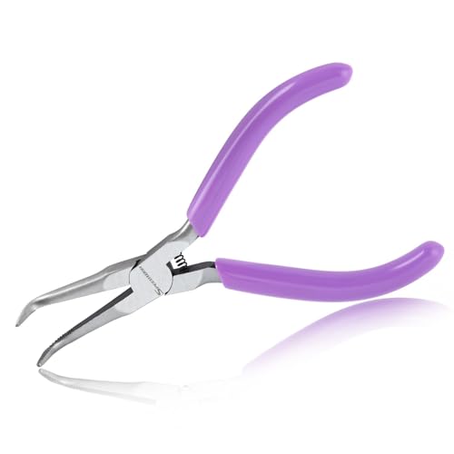 SPEEDWOX Mini Bent Long Nose Pliers, Thin Jaw for Jewelry Craft & Beading - style: Bent Needle Nose Pliers