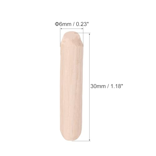 uxcell Wooden Dowel Pins 30pcs 6x30mm(0.23"x1.18") Fluted Beveled Ends Wood Dowel Pegs Dried Hardwood for Woodworking Furniture Shelf - size: 6x30mm(0.23"x1.18")