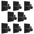 Matte Black Self Adhesive Towel Hooks for Bathroom Wall Door Mounted - SUS304 Stainless Steel Strong Strips Stick on 3/M Wall Hooks for Hanging Coat, Hat, Bag, Key, Jacket – 8 Pack