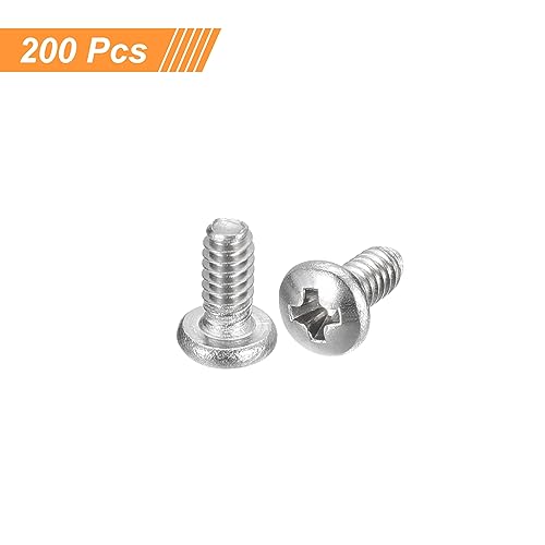 uxcell #4-40x1/4 Pan Head Machine Screws 304 SS Phillips Drive, 200 Pack | 304 Stainless Steel 18-8 Screw, Fully Threaded, Bright Finish - size: #4-40x1/4"