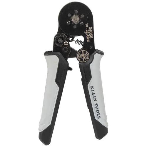 Klein Tools 34056 Ferrule Crimping Tool, Hex Crimper Pliers for 10 to 22 AWG Wire Terminals, Built-In Adjustable Ratchet, for Electrical Work - size: Hex Crimper