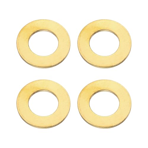 PATIKIL M16x30x2.5mm Flat Washers, 4PCS Brass Automotive Drain Plug Gaskets Flat Ring Oil Crush Washer Spacers for Faucets Garden Bolts Screws Hose, Golden - size: M16x30x2.5mm