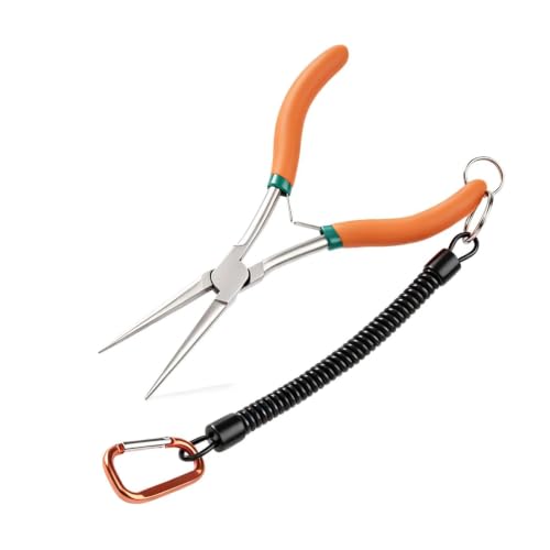 7 Inches Extra Long Needle Nose Pliers Serrated Jaw, with Lanyard - style: Extra Long Nose