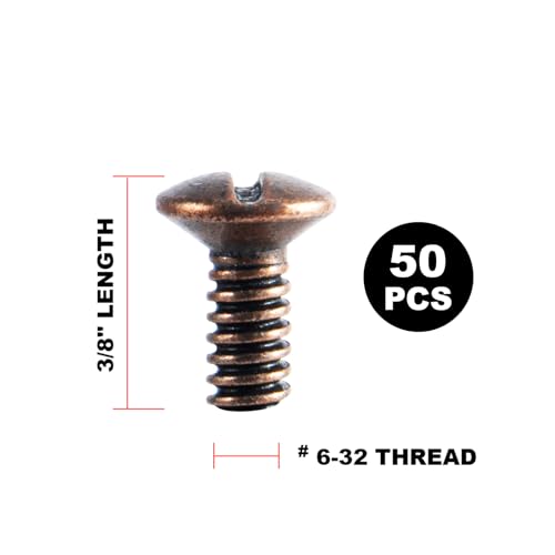 Henne Bery 3/8" Long 6-32 Thread, Oval Head Milled Slot Replacement Wall Plate Screws, 50 Pack, Antique Copper - color: Antique Copper, size: 3/8",50 Pack
