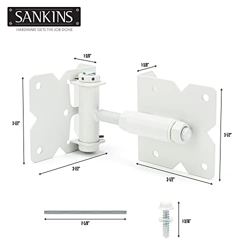 Self Closing Gate Hinges Heavy Duty, 90 Degree Adjustable, 4Pcs - color: White(2pcs)