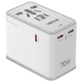 VINTAR Universal Travel Adapter 70W GaN, 5-in-1 with 3USB-C PD & 1USB-A QC - color: 70W White2