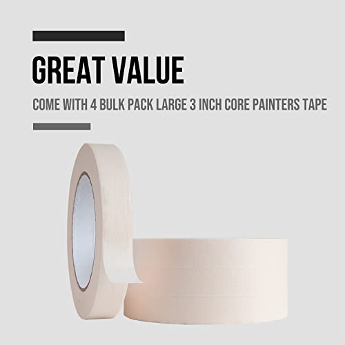 Lichamp Masking Tape 1 inch, 4 Pack General Purpose Beige White Masking Tape, 1 inch x 55 Yards x 4 Rolls (220 Total Yards) - size: 4 Rolls x 0.94 inch x 55 Yards