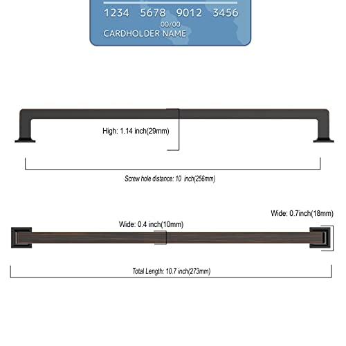 9BUILD 10 Pack 10 Inch Oil Rubbed Bronze Cabinet Pulls,Kitchen Hardware - color: Oil Rubbed Bronze, size: 10"/256MM Hole Center