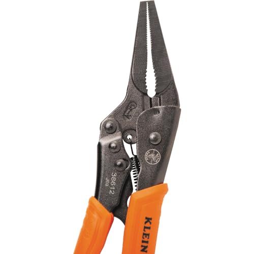 Klein Tools 38612 Long Nose Locking Pliers with Quick Release Handles, Ideal for Tight Spaces, High Torque and Gripping Power, 9-Inch - style: 9-In Long Nose
