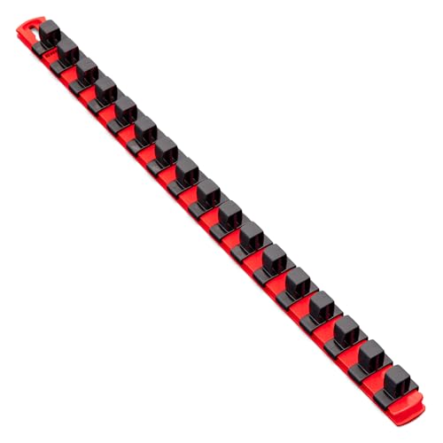 Ernst Manufacturing 8321 18-Inch Socket Organizer with 17 1/2-Inch Dura-Pro HD Clips, Red - size: 1/2-Inch