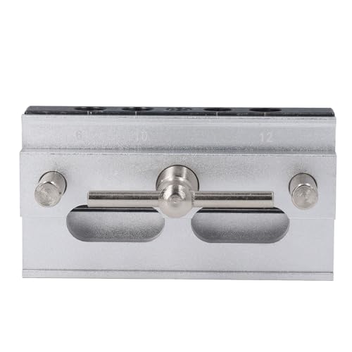 Self Centering Doweling Jig Kit Metric Adjustable Width Drilling Wth 6 Bushings Drill Jig For Straight Holes Biscuit Joiner Set (Silver) - size: Silver