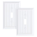 2-Pack Beadboard Bamboo Fiber Single Toggle Light Switch Cover Plate - color: Pure White, size: 1 Toggle 2PK