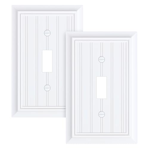 2-Pack Beadboard Bamboo Fiber Single Toggle Light Switch Cover Plate - color: Pure White, size: 1 Toggle 2PK