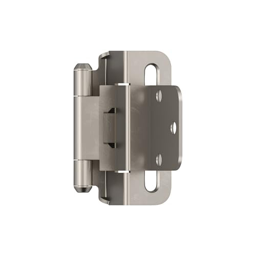 Amerock 1 Pair 3/8" Inset Satin Nickel Self-Closing Wrap Hinge - color: Satin Nickel, size: 3/8 Inch (10 mm) Inset