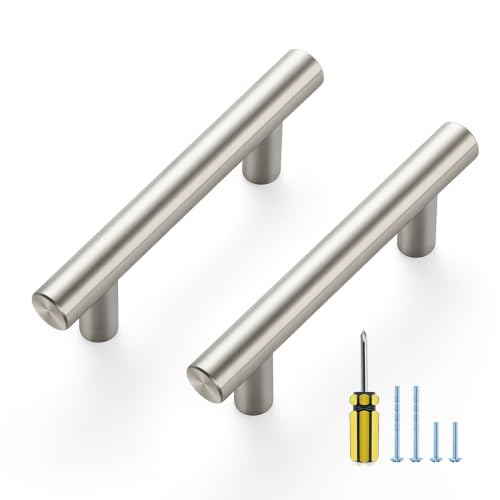 Ravinte Brushed Nickel Cabinet Handles,Round T Pulls,2-1/2 Inch,30 Pack - color: Brushed Nickel, size: 2-1/2 Inch Hole Center