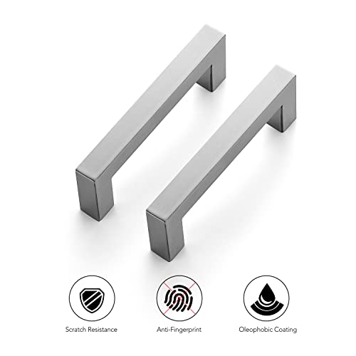 Ravinte Brushed Nickel Square Cabinet Handles & Pulls 3-1/2 Inch 10 Pack - size: 4 in (3-1/2 in Hole Center)