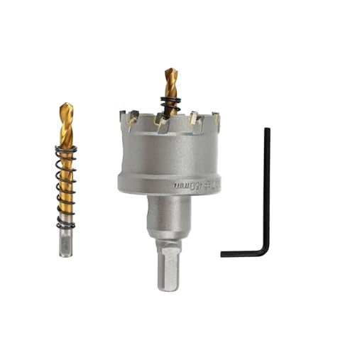 1-3/4'' TCT Hole Saw Kit Tungsten Carbide Tipped Hole Saw Drill Bit with Titanium-Plated Pilot Drill bit for Metal, Stainless Steel, Iron (45MM) - size: 45MM | 1-3/4''