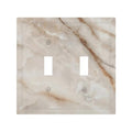 Beige Marble Pattern Light Switch Cover Modern Wall Plate Decorative 2 Gang Double Toggle Switch Plates Electrical Outlet Faceplate for Bathroom Kitchen Bedroom 5" x 4.9" - size: 2 Gang Double Toggle