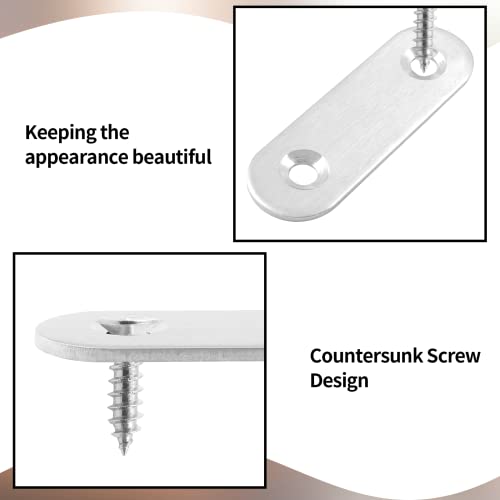 Jiozermi 24 Pcs Straight Brace, 2" x 0.6", Stainless Steel - size: Silver, 2” x 0.6”, 24 Pcs