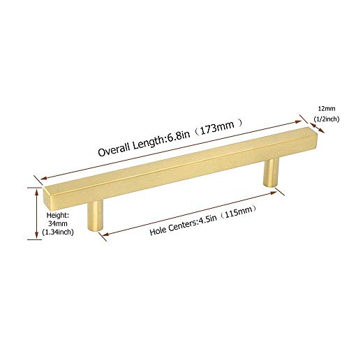 Goldenwarm 10 Pack 4-1/2 Inch Gold Cabinet Handles Brass Kitchen Pulls - color: Gold, size: 4-1/2 Inch Hole Center