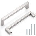 Probrico 10 Pack| Square Cabinet Handles Brushed Nickel Pulls 6-3/10 inch Hole Centers Stainless Steel Drawer Pulls Kitchen Cabinet Hardware - color: Brushed Nickel, size: hole center 6-3/10"