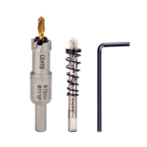 11/16" (18mm) Tungsten Carbide Tipped Hole Saw with 2Pcs Titanium-Plated Pilot Drill Bits for Hard Metal,Stainless Steel,Iron,Aluminum Alloy,Wood and Plastic - size: 18mm | 11/16"