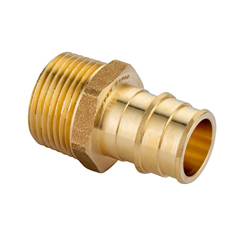 10 piece EFIELD Brass Expansion Pex A 3/4" x 3/4" Male NPT Adapter Fitting - size: 3/4" x 3/4" (Brass, Pack of 10)