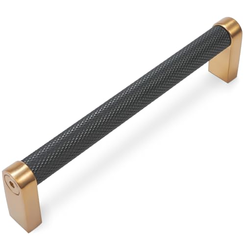 10 Pack 6-1/4 inch Black and Champagne Bronze Kitchen Cabinet Handles Knurled Cabinet Pulls Black Drawer Pulls Kitchen Cabinet Hardware Handles Dresser Handles - color: Black And Champagne Bronze, size: 6-1/4" Hole Center（160mm）