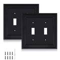 Matte Black Decorative Outlet Covers Wall Plates, Bamboo Fiber Light Switch Covers, Natural Material Electric Receptacle Switch Plate Outlet Cover of various styles (2 Gang Toggle 2 Pack) - size: 2 Gang Toggle 2 Pack