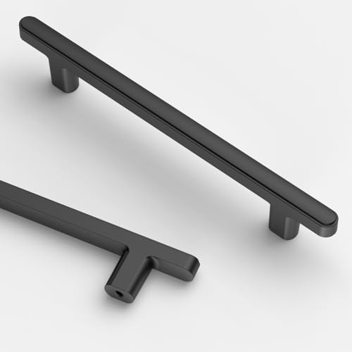 Asidrama 10 Pack 5 Inch(128mm) Matte Black Kitchen Cabinet Handles, Cabinet Pulls Kitchen Cabinet Hardware for Cupboard Drawer Pulls - color: Matte Black, size: 5" Hole Center, style: 10 Pack