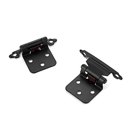 Ravinte Matte Black Cabinet Hinges, 1/2 Inch Overlay, 4 Pack (2 Pairs) - color: Black