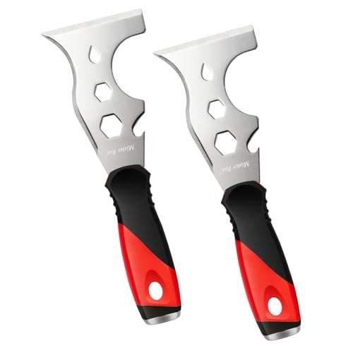 Mister Rui Metal Putty Knife, 2 Pack Paint Scraper, 13 in 1 Paint Scraper - color: Red, 2 Pack